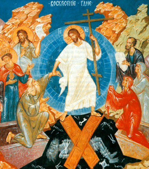 Traditional Russion Orthodox icon of the Resurrection of Christ