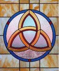 Triquetra from a stained glass window at Edward's Congregational Church of Christ